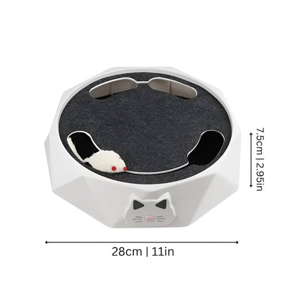 Dynamic Cat Play Station with Moving Mouse and Scratching Pad