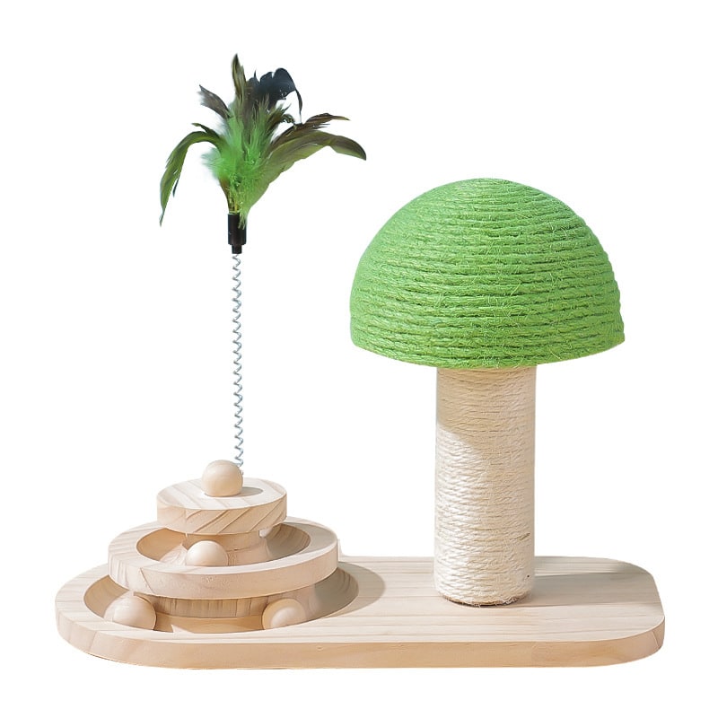 Engaging Cat Play Set with Feather Wand, Ball Track & Scratch Post