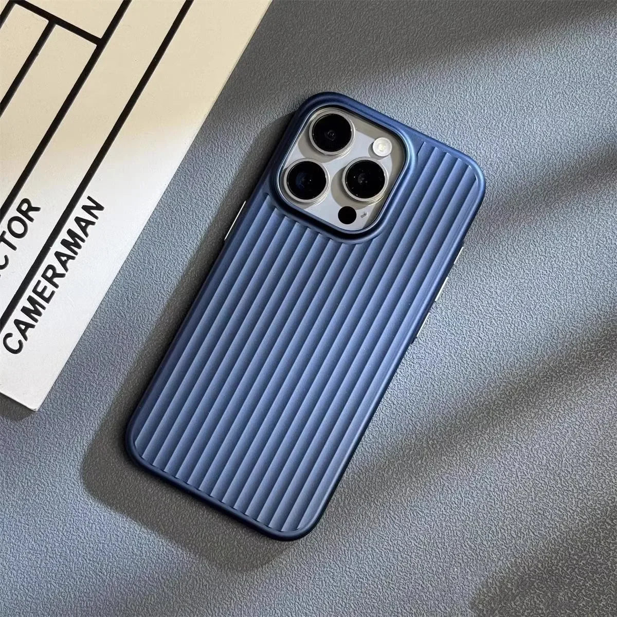 Luggage-Style Phone Case with Textured Grip, Camera Bump Protection, Slim Fit for Wireless Charging