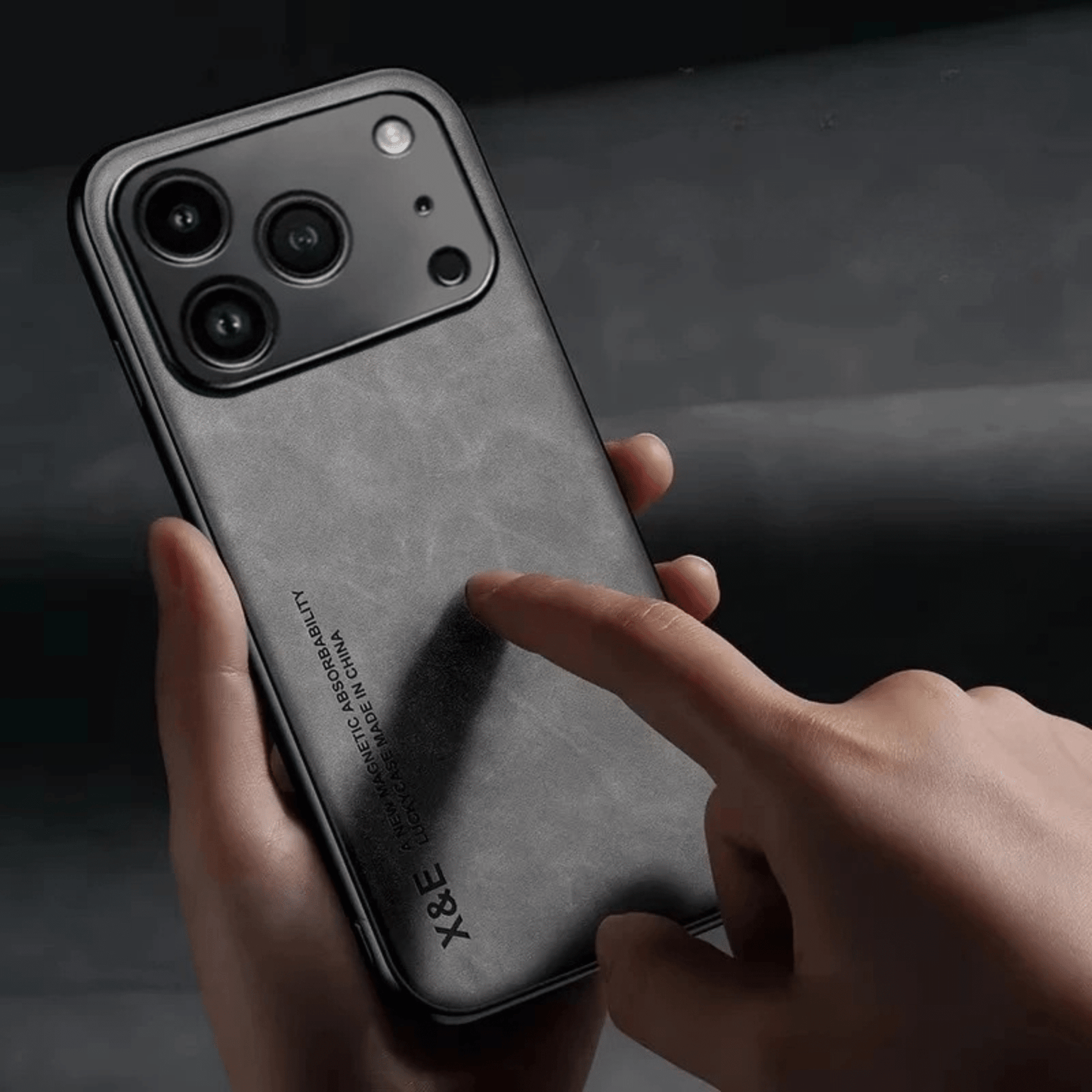Matte Finish Faux Leather iPhone Case – MagSafe Compatible with Shock-Absorbing Design and Raised Camera Protection