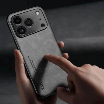 Matte Finish Faux Leather iPhone Case – MagSafe Compatible with Shock-Absorbing Design and Raised Camera Protection