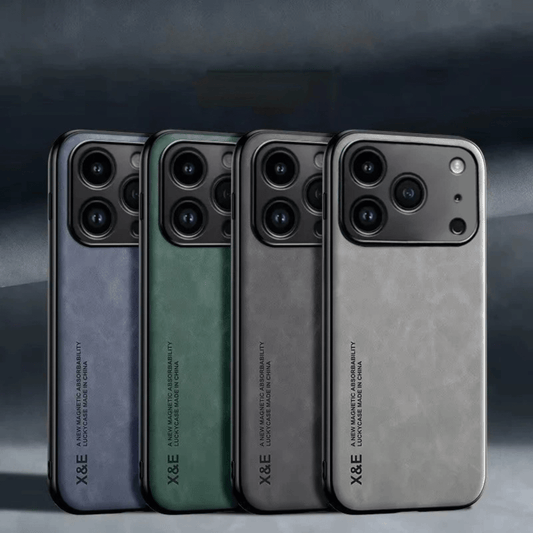 Matte Finish Faux Leather iPhone Case – MagSafe Compatible with Shock-Absorbing Design and Raised Camera Protection