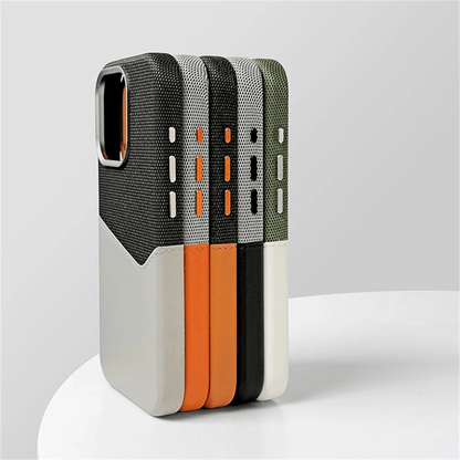 Shockproof Two-Tone iPhone Case with Card Holder and MagSafe Compatibility