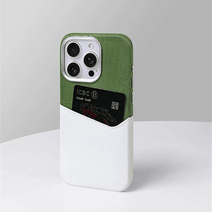 Shockproof Two-Tone iPhone Case with Card Holder and MagSafe Compatibility