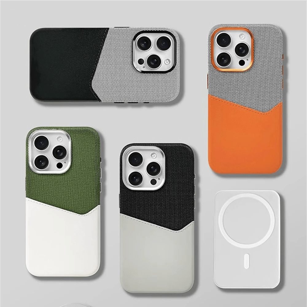 Shockproof Two-Tone iPhone Case with Card Holder and MagSafe Compatibility