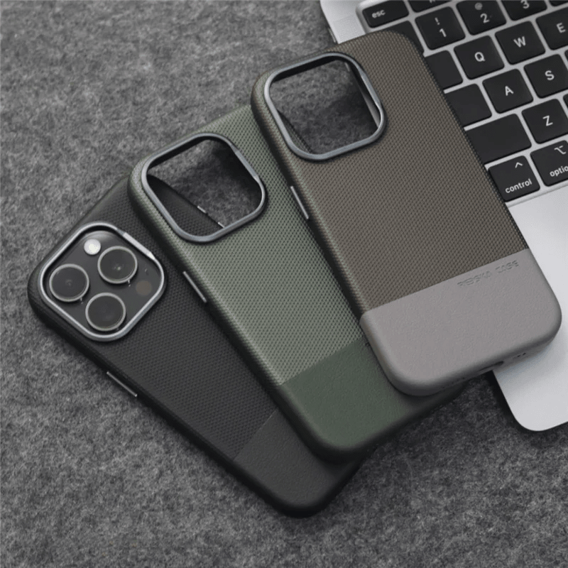 Textured Surface Smartphone Cover - MagSafe Compatible, Shock-Absorbing, Matte Finish with Raised Camera Protection