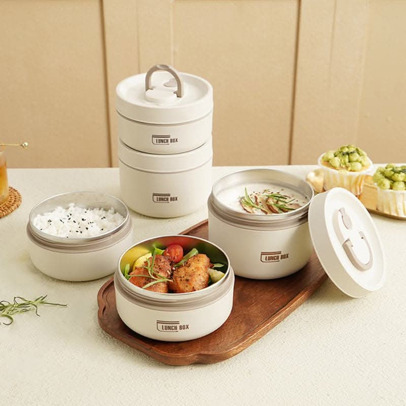 Vacuum Insulated Lunch Container in Stainless Steel with Leak-Proof Seal and Handle