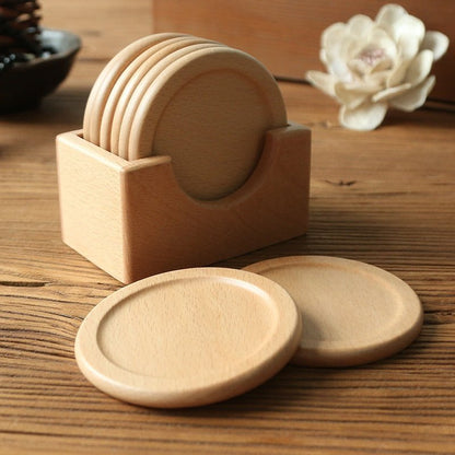 Set of 6 Wooden Coasters in Japanese Design