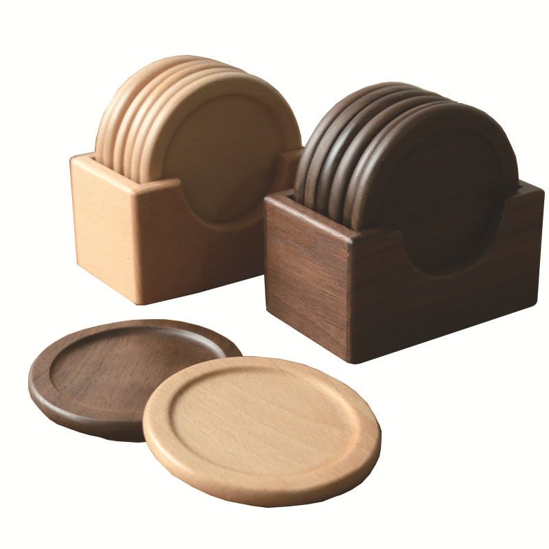 Set of 6 Wooden Coasters in Japanese Design