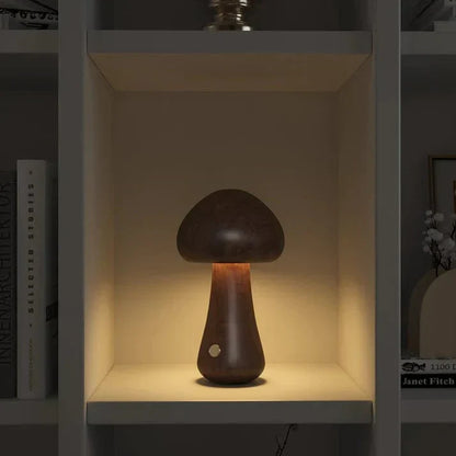 Fungus-Shaped Lamp Made of Natural Wood
