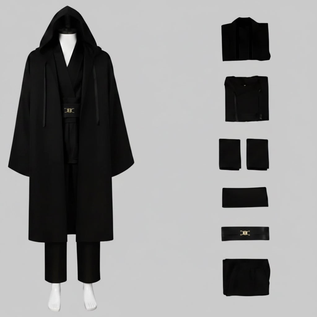 Galactic Warrior Costume: Complete Jedi Outfit with Hooded Robe