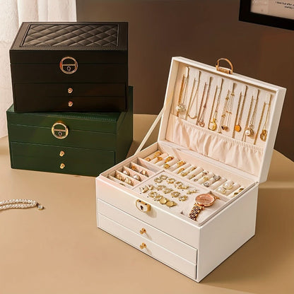 Elegant Three-Tier Jewelry Organizer with Velvet Interior