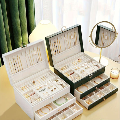 Elegant Three-Tier Jewelry Organizer with Velvet Interior