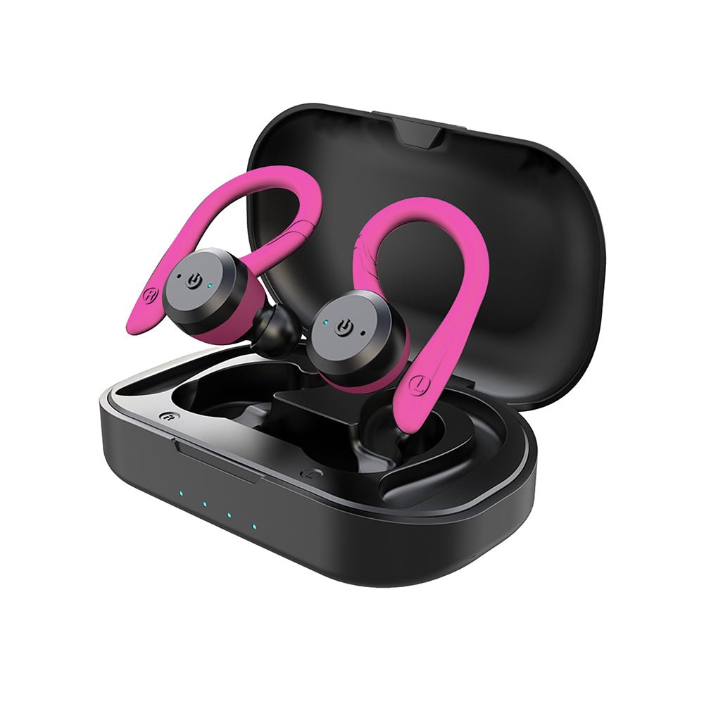 Bluetooth 5.0 Sports Earbuds with Ear Hooks, IPX7 Waterproof, 20 Hours Playtime with Case