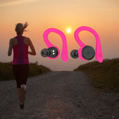 Bluetooth 5.0 Sports Earbuds with Ear Hooks, IPX7 Waterproof, 20 Hours Playtime with Case