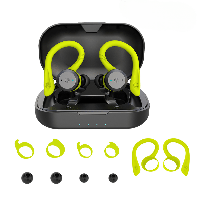 Bluetooth 5.0 Sports Earbuds with Ear Hooks, IPX7 Waterproof, 20 Hours Playtime with Case