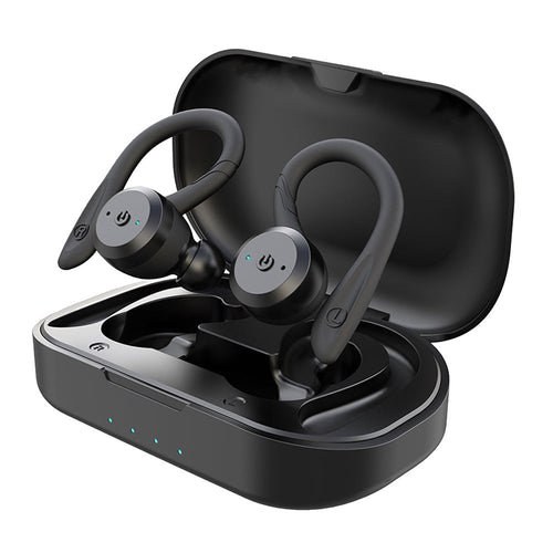 Bluetooth 5.0 Sports Earbuds with Ear Hooks, IPX7 Waterproof, 20 Hours Playtime with Case