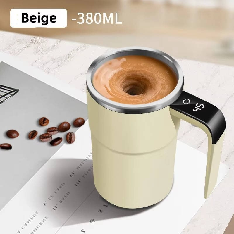 Smart Coffee Mug with Self-Stirring Feature & Heat Display