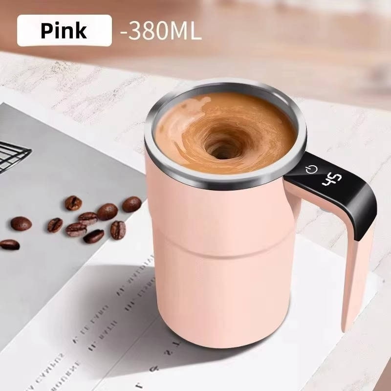 Smart Coffee Mug with Self-Stirring Feature & Heat Display