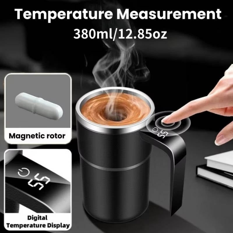 Smart Coffee Mug with Self-Stirring Feature & Heat Display