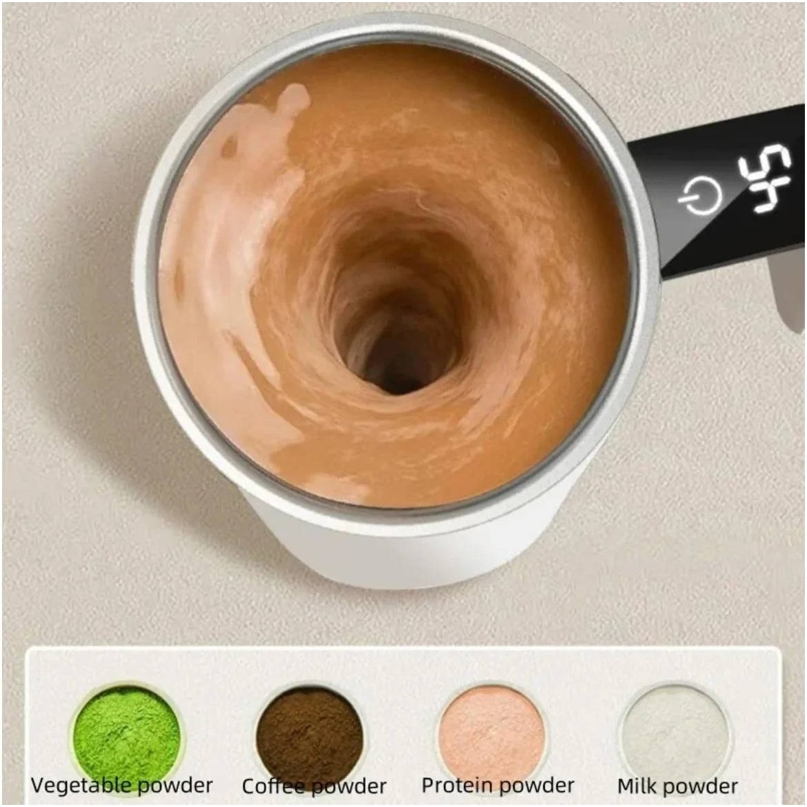 Smart Coffee Mug with Self-Stirring Feature & Heat Display
