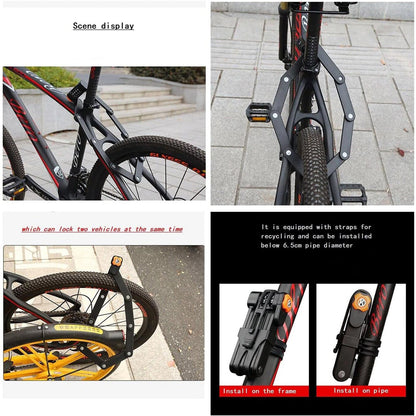 Folding Bike Lock in Alloy Steel with 4-Digit Code