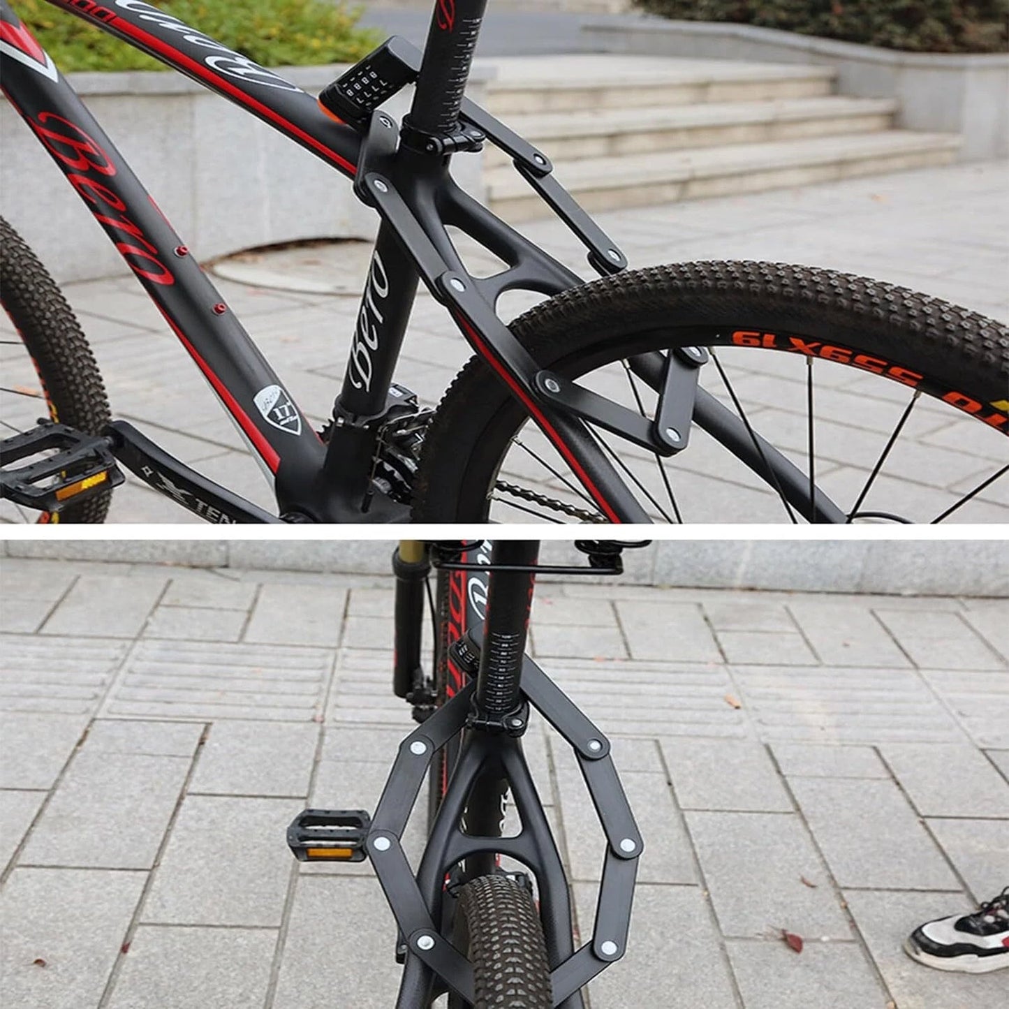 Folding Bike Lock in Alloy Steel with 4-Digit Code