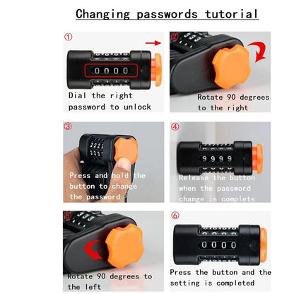 Folding Bike Lock in Alloy Steel with 4-Digit Code