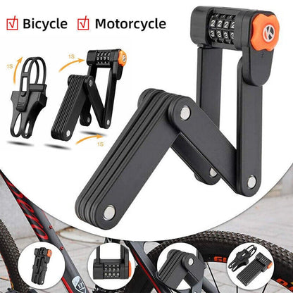 Folding Bike Lock in Alloy Steel with 4-Digit Code