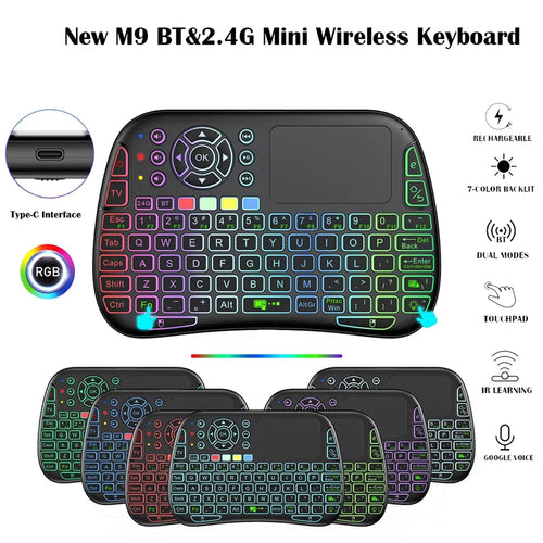 Compact Wireless Keyboard with Air Mouse Function and Voice Search