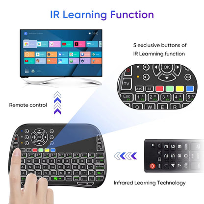 Compact Wireless Keyboard with Air Mouse Function and Voice Search