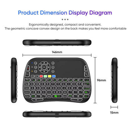 Compact Wireless Keyboard with Air Mouse Function and Voice Search