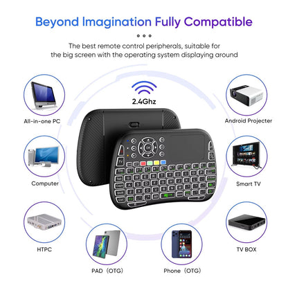 Compact Wireless Keyboard with Air Mouse Function and Voice Search