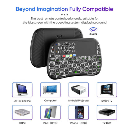 Compact Wireless Keyboard with Air Mouse Function and Voice Search