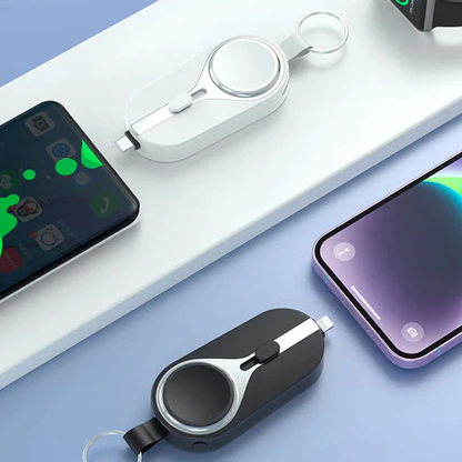 Compact 2000mAh Power Bank with USB-C Plug, Keychain and Waterproof Case