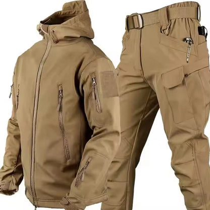 Waterproof Softshell Tactical Jacket and Cargo Pants Set for Men