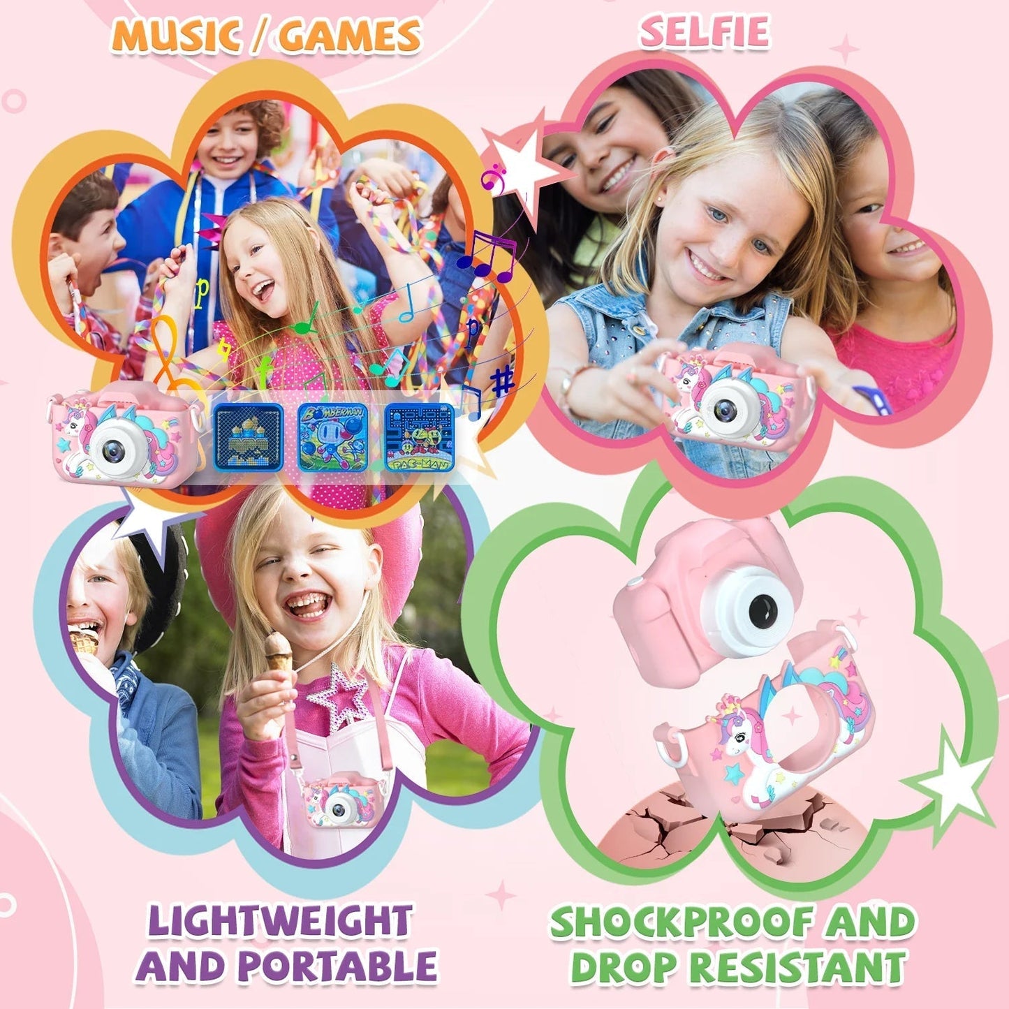 Children's Camera with Dual Lenses, 1080P HD Video and Selfie Feature