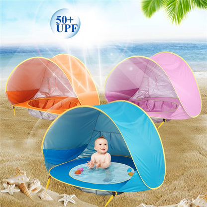 Children's Portable Sun Shelter with Splash Pool for Outdoor Fun