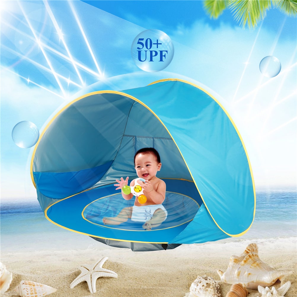 Children's Portable Sun Shelter with Splash Pool for Outdoor Fun