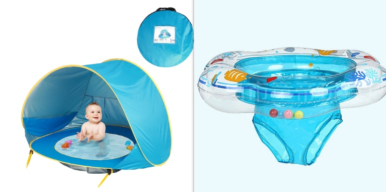 Children's Portable Sun Shelter with Splash Pool for Outdoor Fun