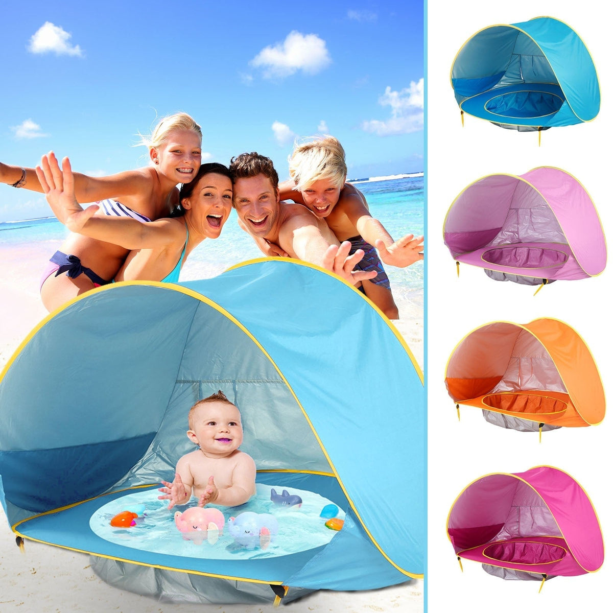 Children's Portable Sun Shelter with Splash Pool for Outdoor Fun