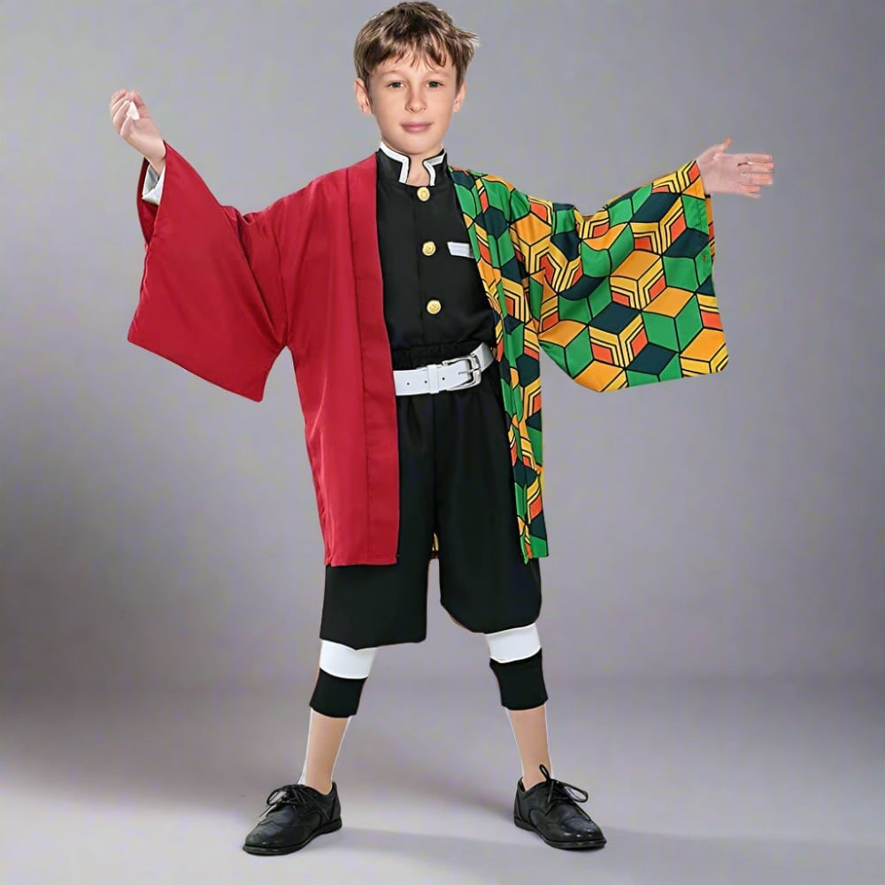 Complete Anime Character Costume Set with Stylish Haori Jacket