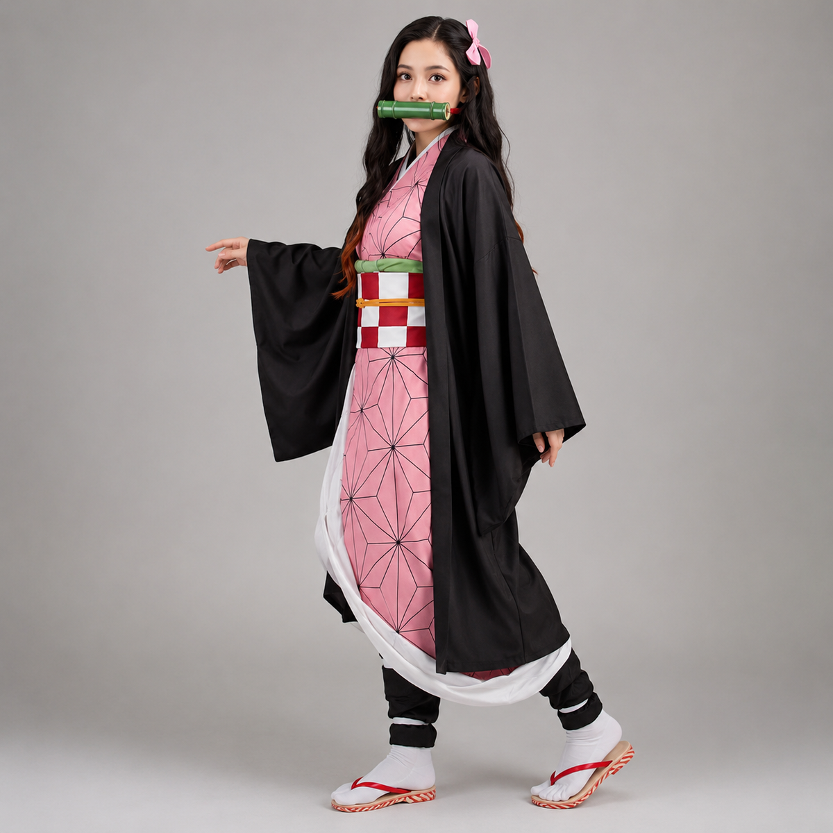 Complete Anime Character Costume Set with Stylish Haori Jacket