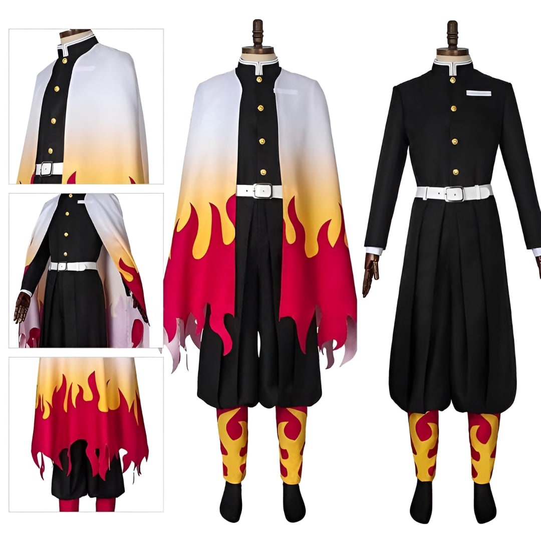 Epic Flame Warrior Anime Costume Set for Kids and Adults