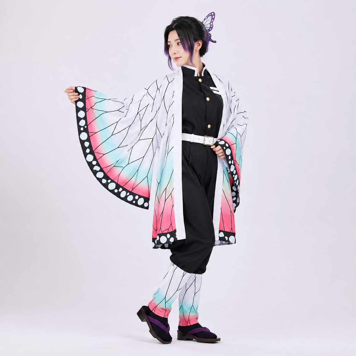 Enchanting Butterfly Kimono Costume Set for Kids - Five-Piece Ensemble