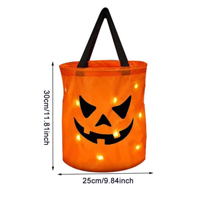 Illuminating Halloween Treat Bag for Kids with Pumpkin Lights