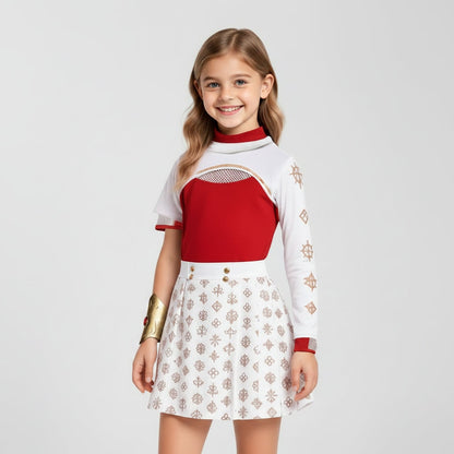 Children's Anime-Inspired Costume with High-Neck Top and Skirt