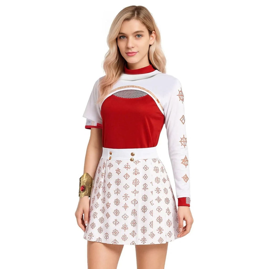 Children's Anime-Inspired Costume with High-Neck Top and Skirt