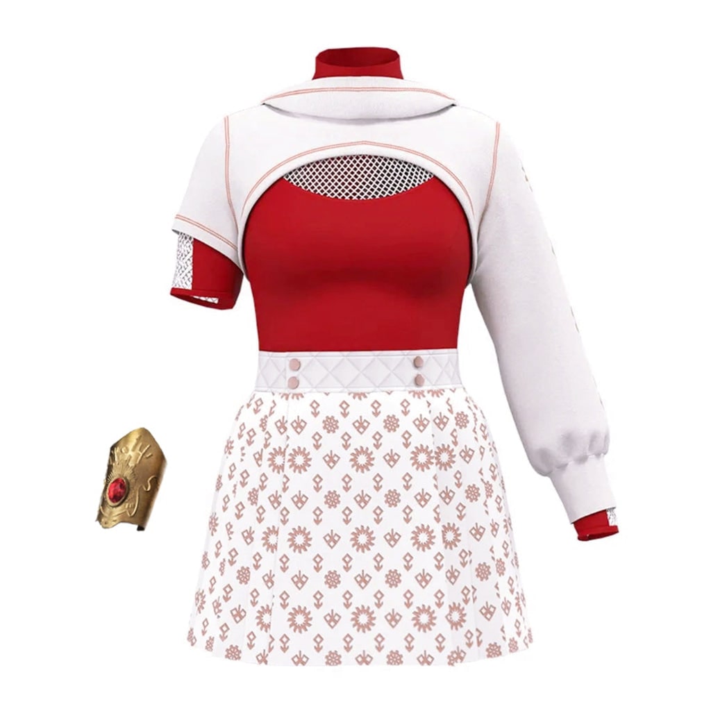 Children's Anime-Inspired Costume with High-Neck Top and Skirt