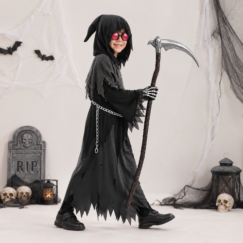 Spectral Scythe Costume Set for Kids with Luminous Eyes